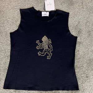 NWT Pringle Ferrari Top with Gold Studded Lion